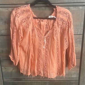 Free People crochet boho shirt